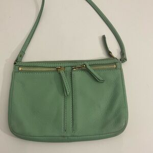 Fossil green leather crossbody bag